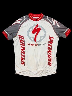 Specialized Riders Club Short Sleeve Cycling Jersey Red White Mens XL